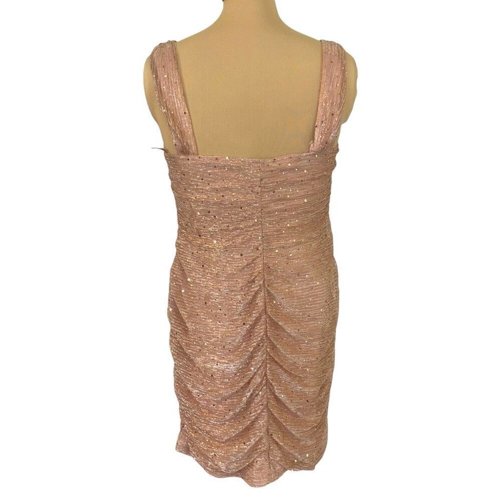 MORGAN & CO Ruched Cutout Sequin Minidress In Rose Gold Size XL NEW - Picture 10 of 15